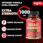 agobi Shilajit con Ashwagandha, 210 Cápsulas - 600mg Shilajit Puro del Himalaya + 400mg Ashwagandha Orgánica