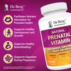 Dr. Berg Vitaminas Prenatales Naturales para Mujeres - con Folato, Vitaminas, Minerales, Omega y 11 Superalimentos - 60 Cápsulas