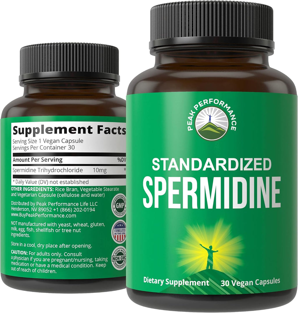 Suplemento de Espermidina con 99% Trihidrocloruro de Espermidina | Alta Potencia | Cápsulas Veganas para el Envejecimiento Saludable