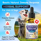 EDUZEBRA Gotas de Alivio para Alergias en Perros y Gatos - Suplemento Natural Antipicor, Apoyo Inmunológico, Fórmula Herbal Suave para Todas las Razas y Edades