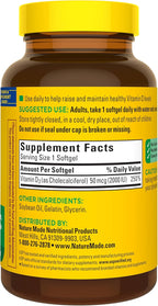 Nature Made Vitamina D3 2000 UI (50 mcg), suplemento para la salud ósea, dental, muscular e inmunológica, 250 cápsulas blandas, suministro para 250 días