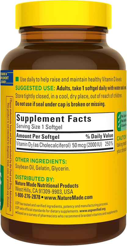 Nature Made Vitamina D3 2000 UI (50 mcg), – Mantenimiento de los huesos: Ayuda a mantener los huesos en – Image 7