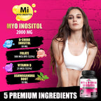 BMVINVOL Myo-Inositol y D-Chiro Inositol 2050mg con Folato, Vitamina D y Ashwagandha - 120 Cápsulas