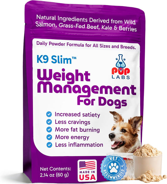 K9 Slim Suplemento para Adelgazar Perros, Topper Natural para Control de Peso, 2.14 oz