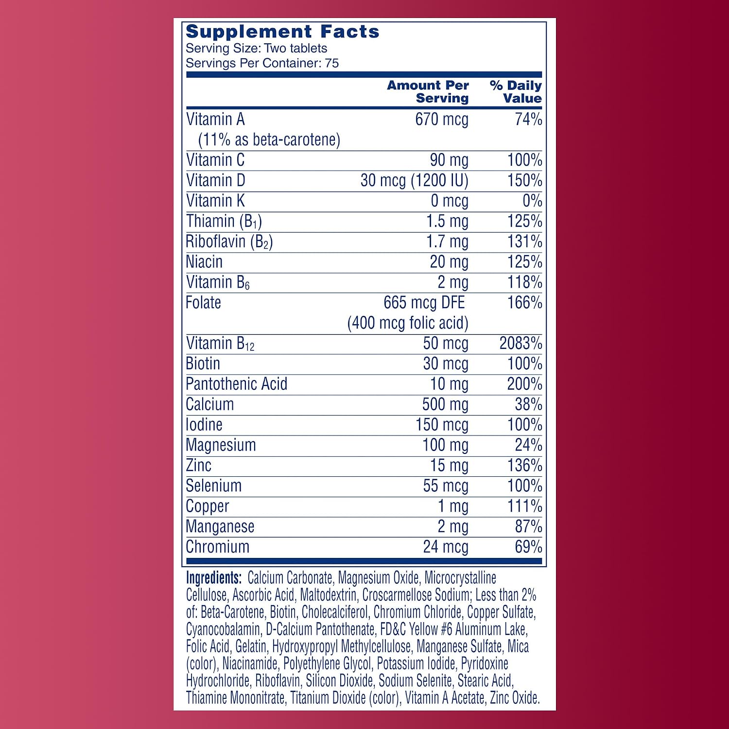 One A Day Proactive 65+ Multivitamínico para Hombres y Mujeres, 150 Comprimidos