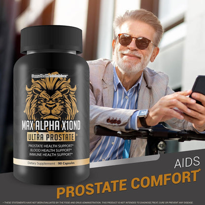 Max Alpha X10ND Ultra Prostate - Apoyo Prostático para Hombres con Vitamina D, Ginseng, Té Verde y Zinc