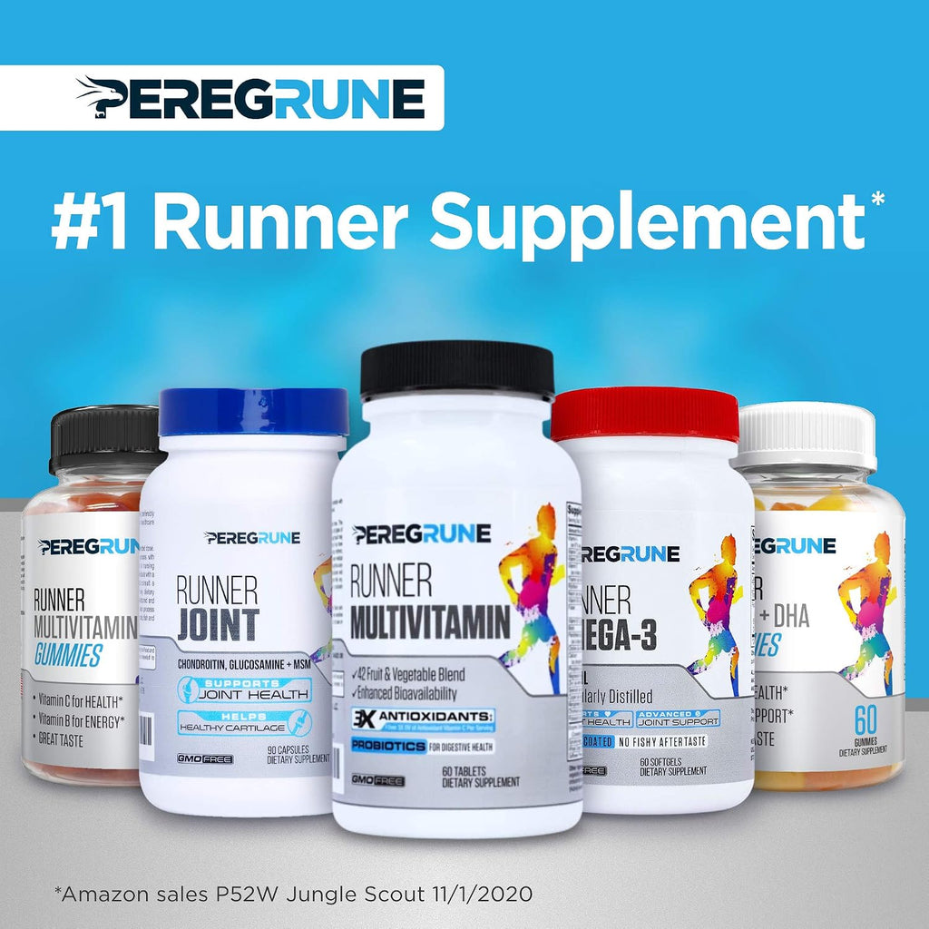 PEREGRUNE Runner Multivitamin Gummies - Gominolas Multivitamínicas para Corredores con Vitaminas A, C, D, E y Complejo B - 50% Menos Azúcar