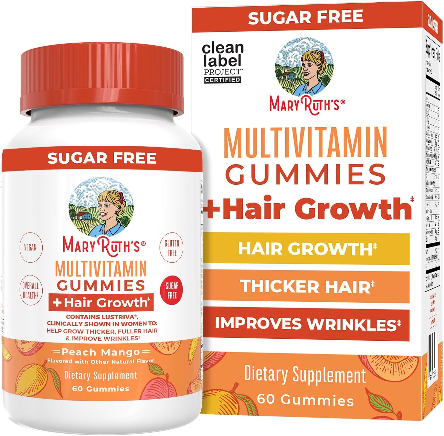 MaryRuth's Multivitamínico + Gominolas para el Crecimiento del Cabello con Lustriva® | Biotina 10000mcg | 30 dosis