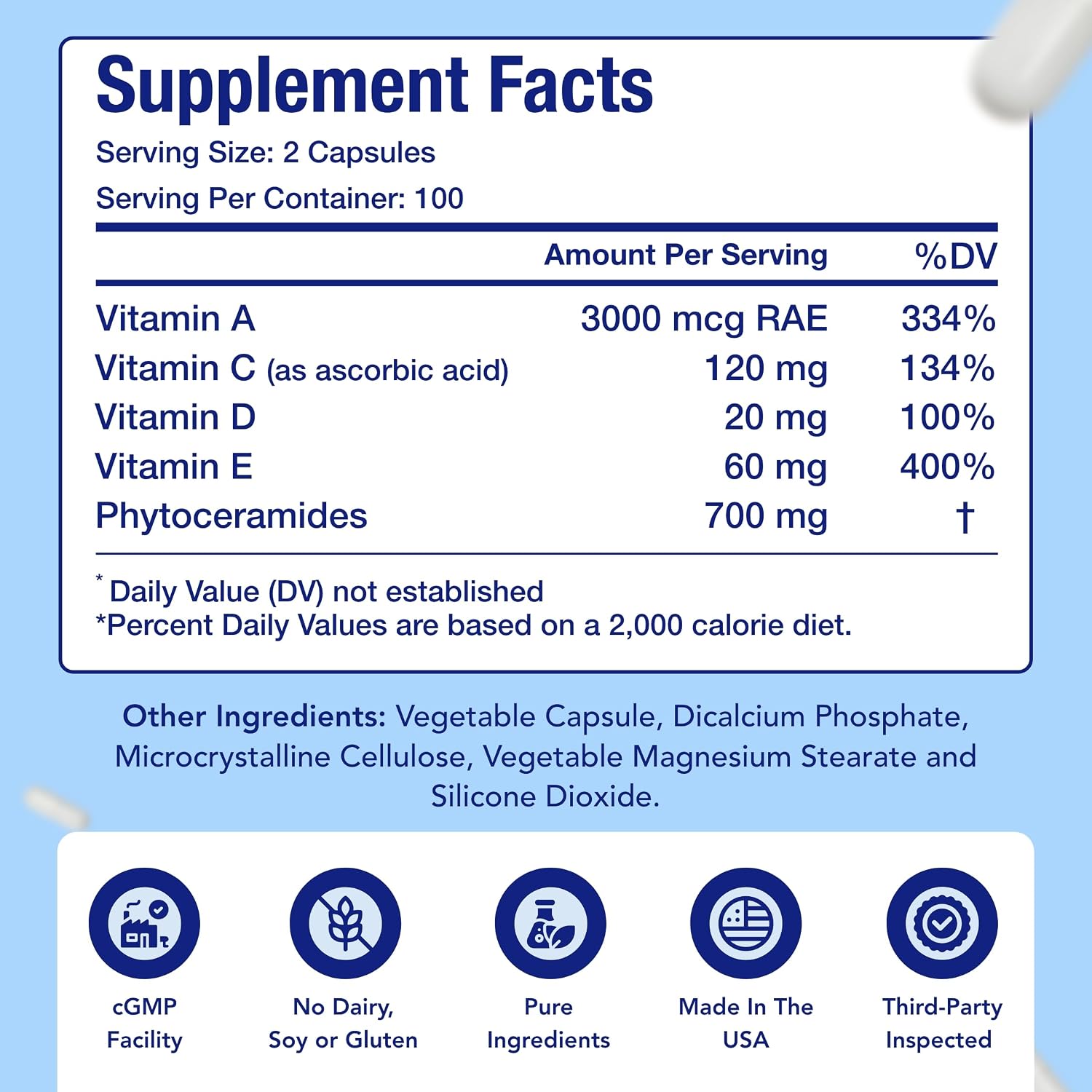 NasaBeahava Extra Strength Phytoceramides 700mg con Vitaminas A, C, D, E - 200 Cápsulas