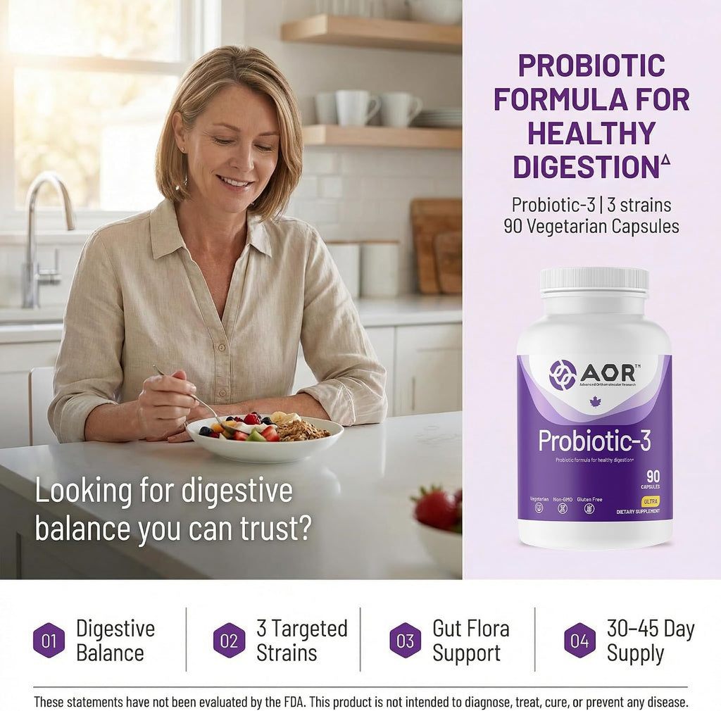 AOR Probiotic 3 – 90 Cápsulas para el Equilibrio Digestivo