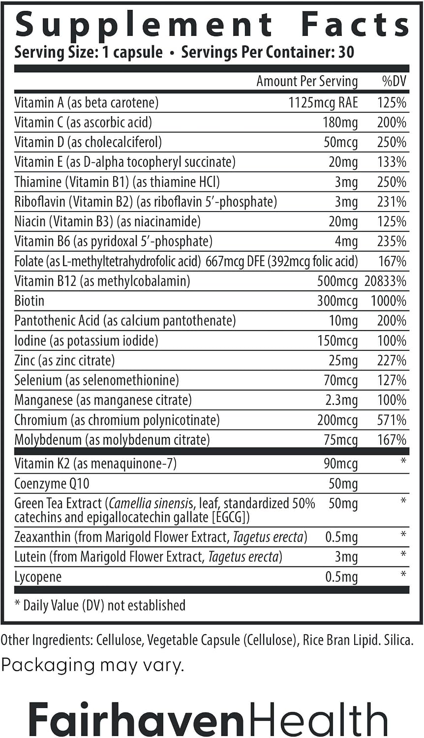 Fairhaven Health Women's Multivitamin Essentials – Multivitamínico diario para mujeres
