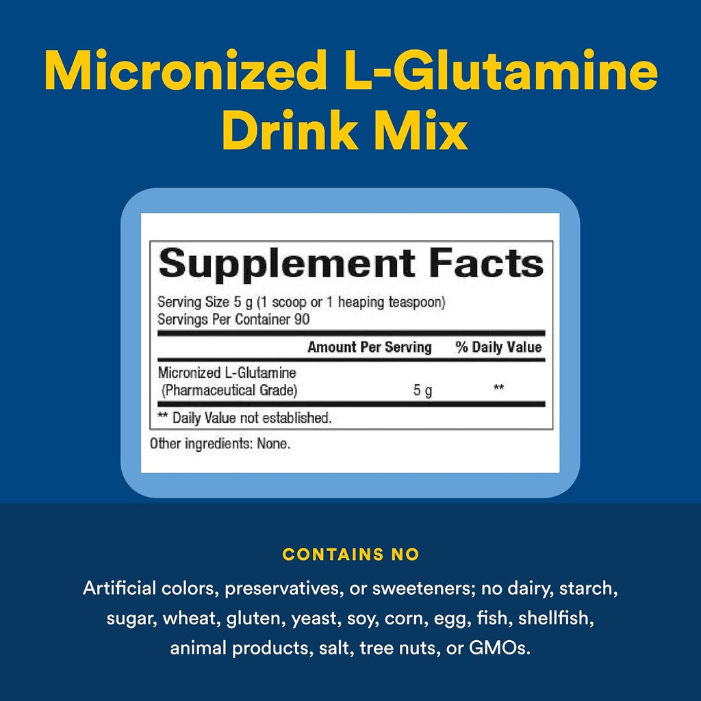 Natural Factors L-Glutamina Micronizada en Polvo - 5000 mg por ración - 454 g (90 raciones)
