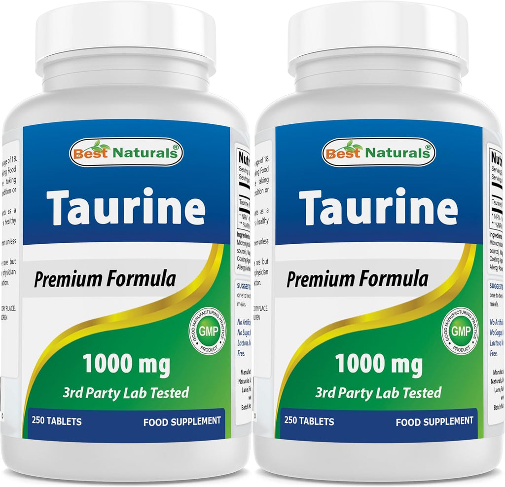 Best Naturals Taurina 1000 mg, 250 Comprimidos (Pack de 2)