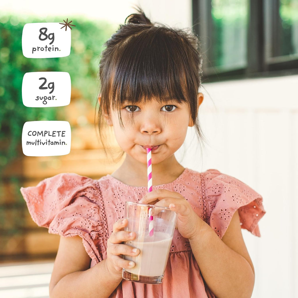 Vanilla Mighty Milk - Proteína en Polvo y Multivitamínico Diario para Niños con Probióticos y Espinacas Orgánicas - 15-30 Servicios