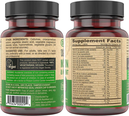 DEVA Tiny Tablets Multivitamínico Vegano – Vitaminas del grupo B: ayudan al metabolismo energético normal y a – Image 2