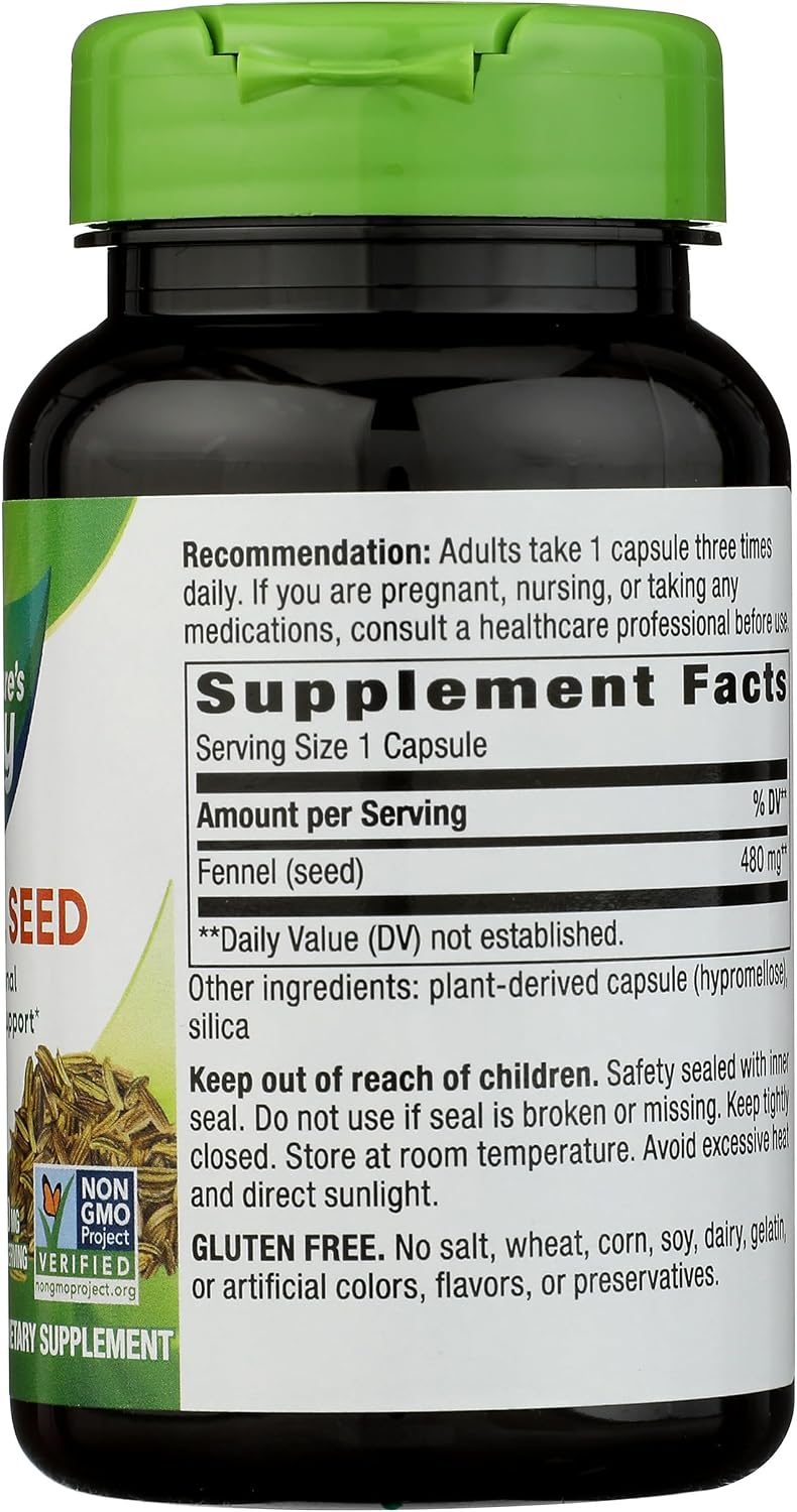 Nature's Way Semillas de Hinojo, 480 mg por dosis, 100 Cápsulas