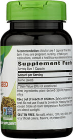 Nature's Way Semillas de Hinojo, 480 mg por dosis, 100 Cápsulas