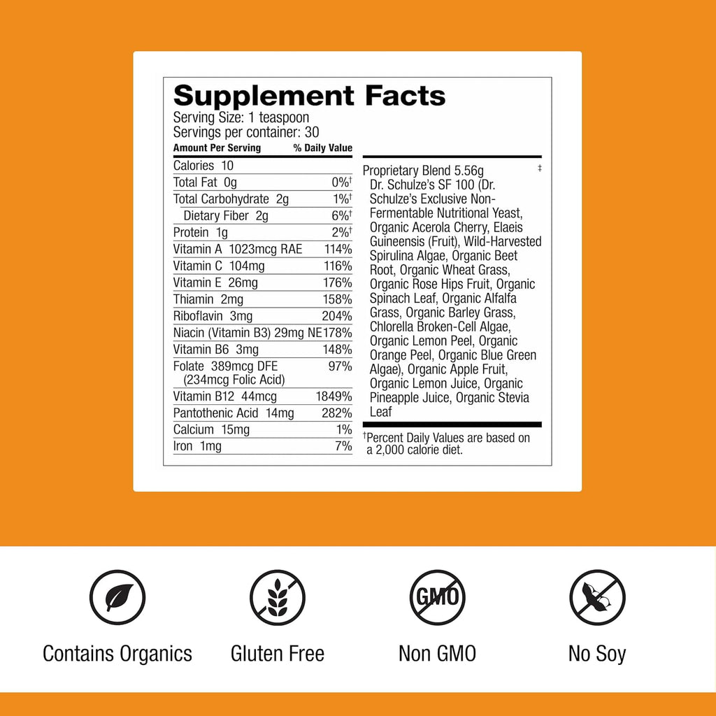 Dr. Schulze's Superfood 100 - Suplemento Superfood Diario con Vitaminas y Minerales - Polvo Sabor Cítricos y Piña - 30 Porciones
