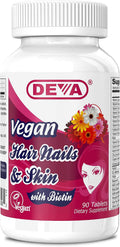 Deva Vegan Vitamins Hair, Skin & Nails Supplement with Biotin - 90 Tablets