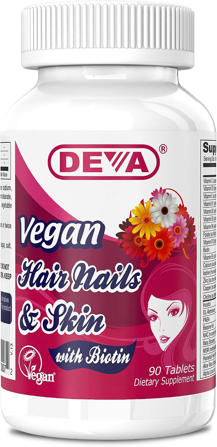 Deva Vegan Vitamins Hair, Skin & Nails Supplement with Biotin - 90 Tablets