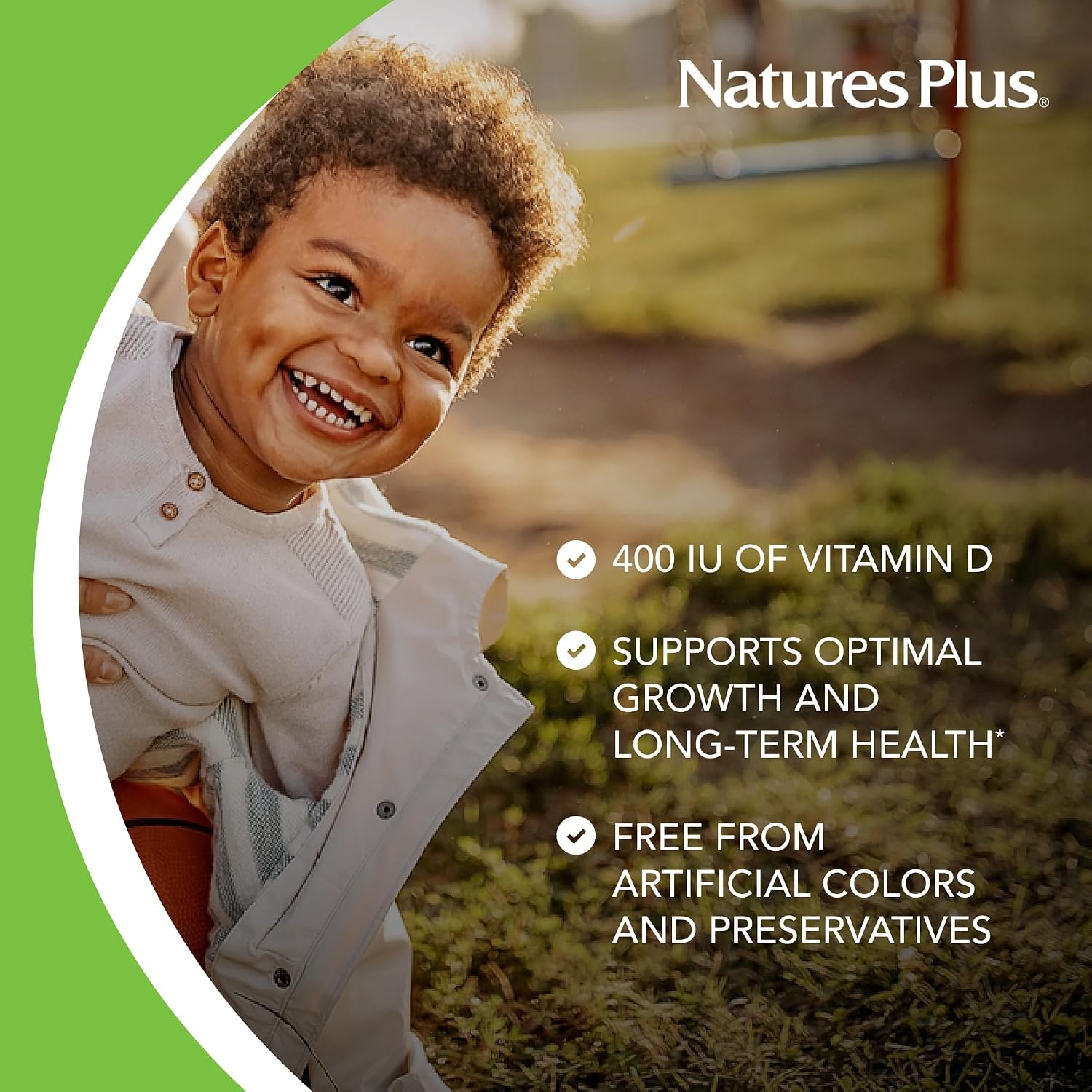 NaturesPlus Animal Parade Gotas Líquidas de Vitamina D3 para Niños - 400 UI, 10 ml - Sabor Naranja - Apoyo Óseo e Inmunológico - Sin Gluten, Vegetariano - 365 porciones