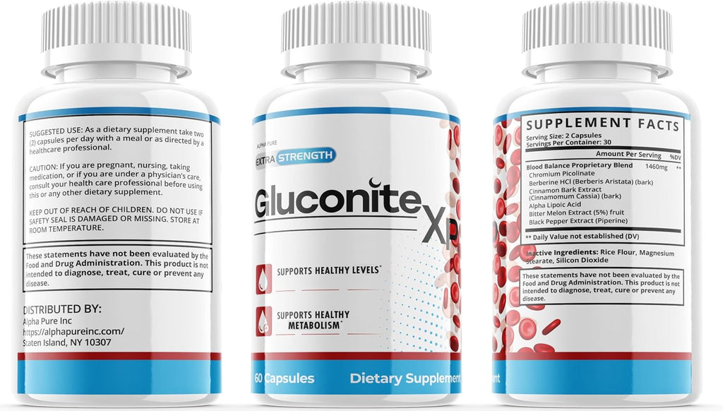 GLUCONITE #1 xp Natural Extra Strength - Fórmula Premium para Niveles Saludables en Sangre