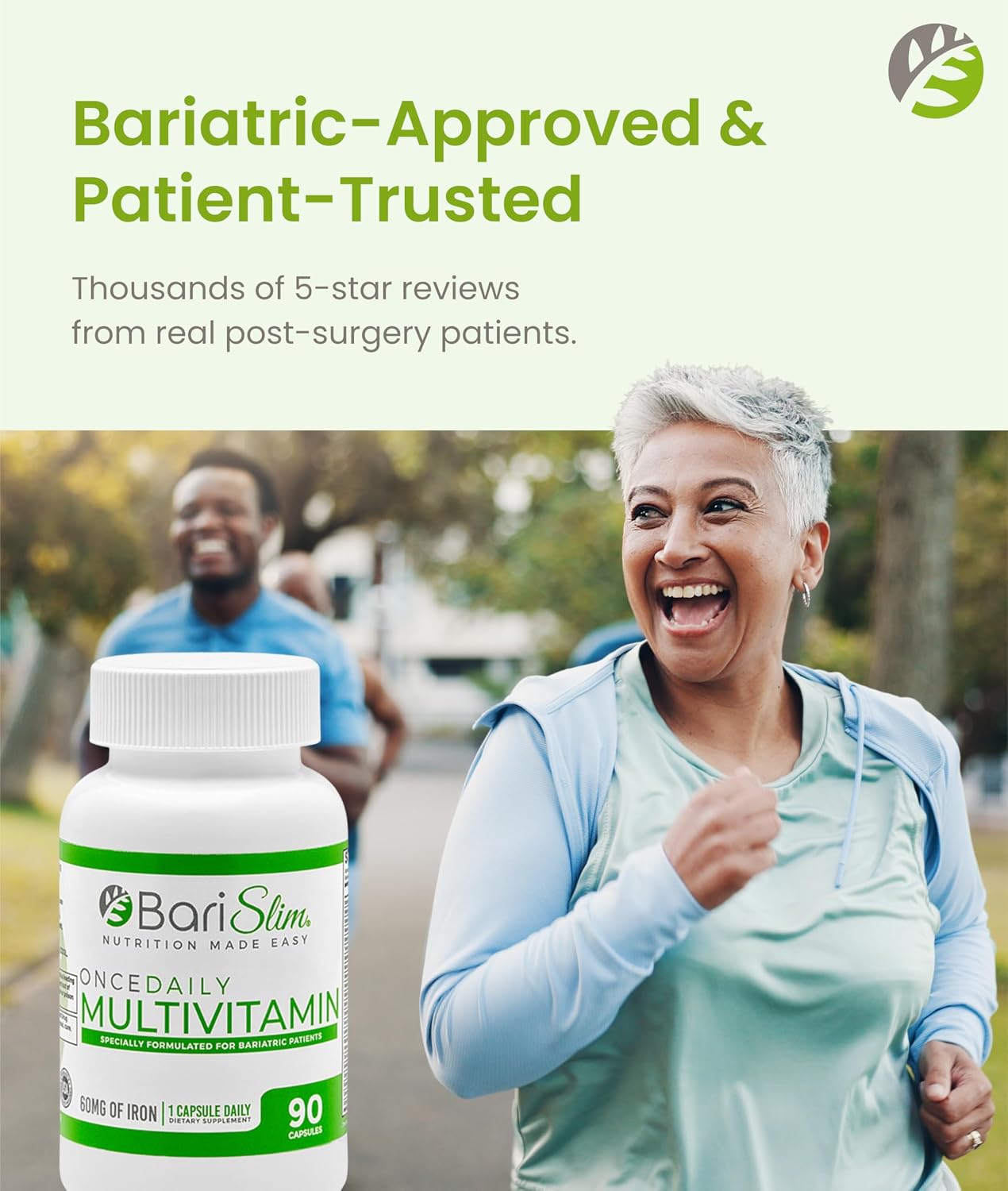 BariSlim Multivitamínico Bariátrico Una Vez al Día - 60mg Hierro - Post Cirugía Bypass Gástrico | 90 Días