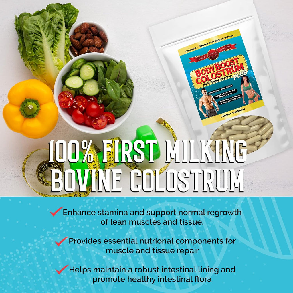BodyBoost Bovine Colostrum Capsules (240) - Supplement with Immunoglobulins and Lactoferrin, Grass-Fed, Non-GMO