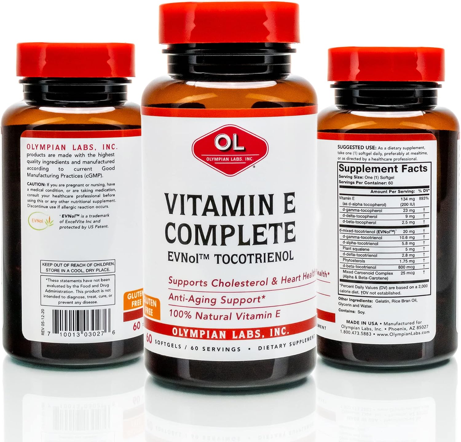 Olympian Labs Vitamin E Complete Tocomin, 200 IU, 60 Cápsulas Blandas