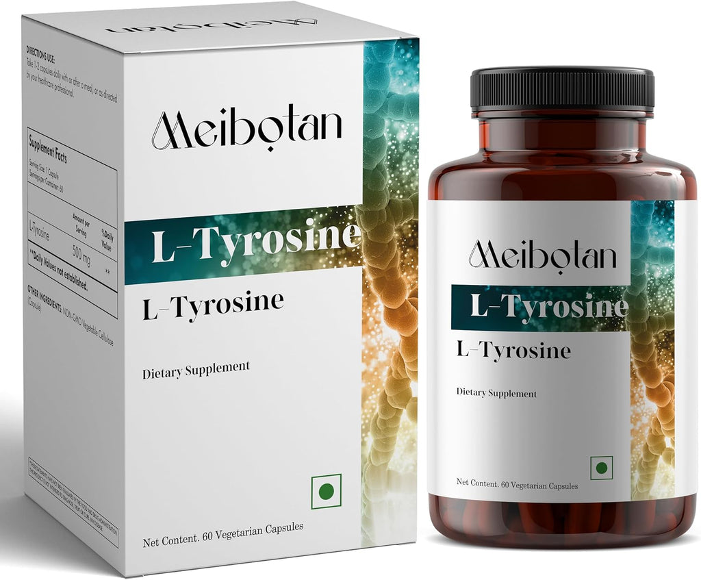 L-Tirosina 500mg – Suplemento Natural de L-Tirosina para Enfoque Mental y Energía – No GMO y Sin Gluten – 60 Cápsulas Veganas