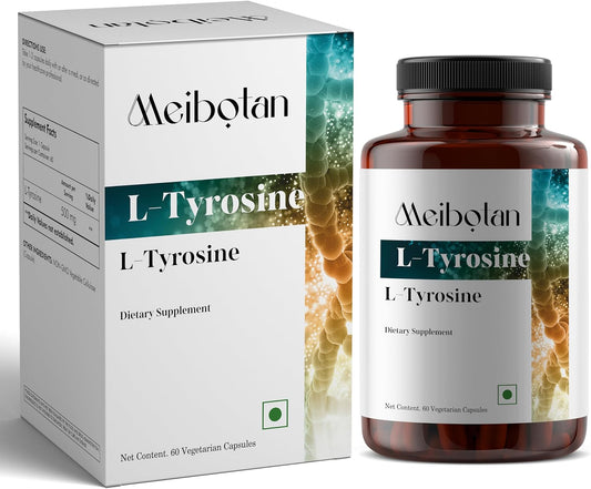 L-Tirosina 500mg – Suplemento Natural de L-Tirosina para Enfoque Mental y Energía – No GMO y Sin Gluten – 60 Cápsulas Veganas