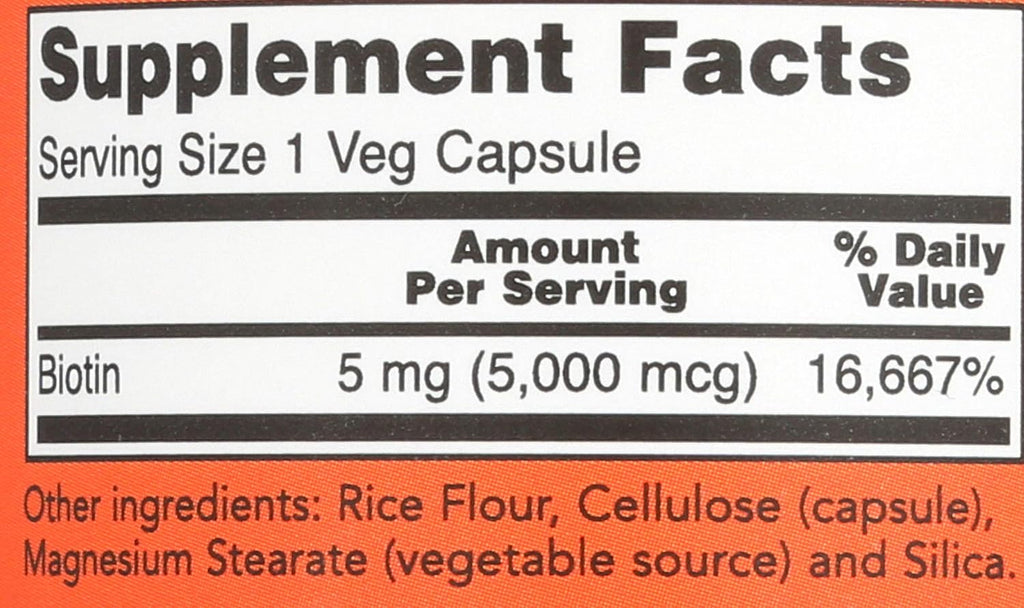NOW Biotina 5.000 mcg - 120 VCaps (Pack de 2)