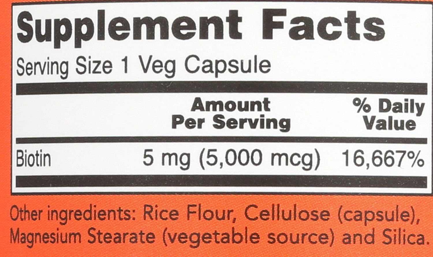 NOW Biotina 5.000 mcg - 120 VCaps (Pack de 2)