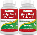 Best Naturals Extracto de Holy Basil 500 mg, 120 Cápsulas Vegetales (Pack de 2)