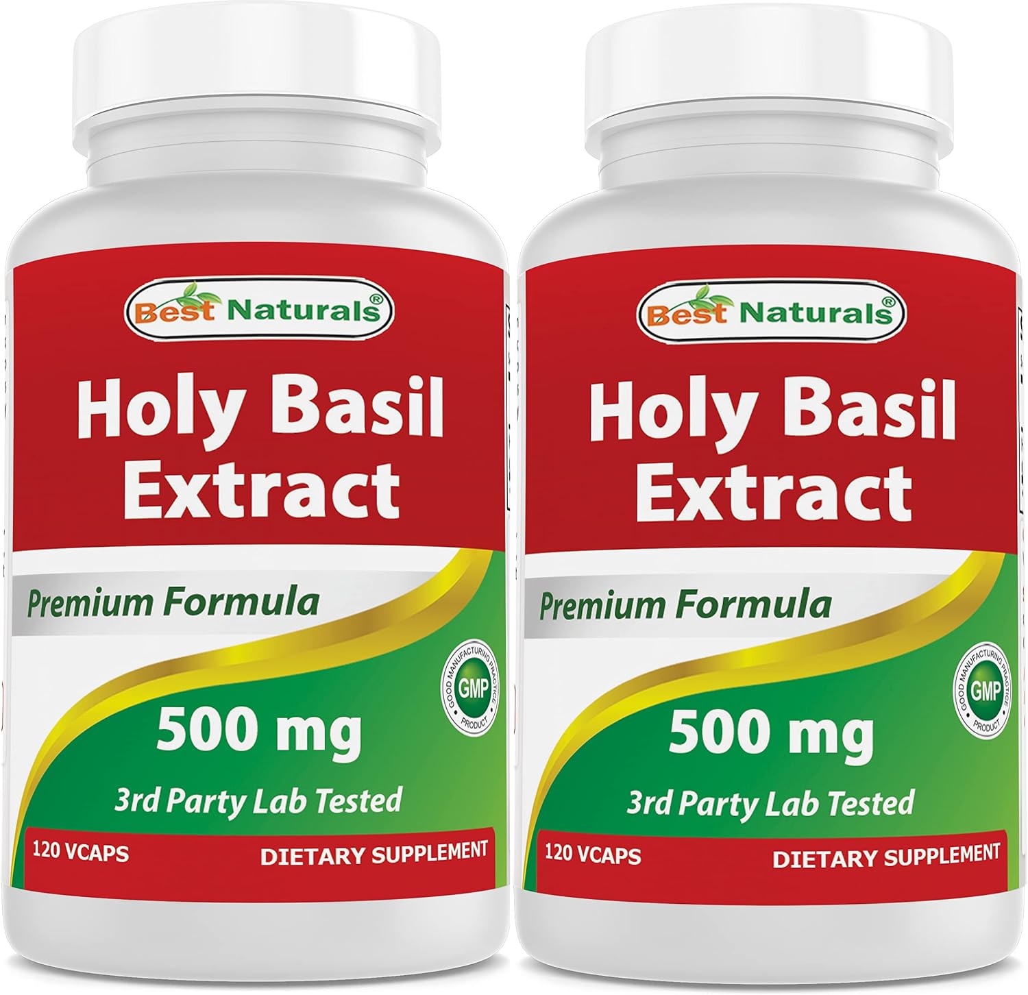 Best Naturals Extracto de Holy Basil 500 mg, 120 Cápsulas Vegetales (Pack de 2)