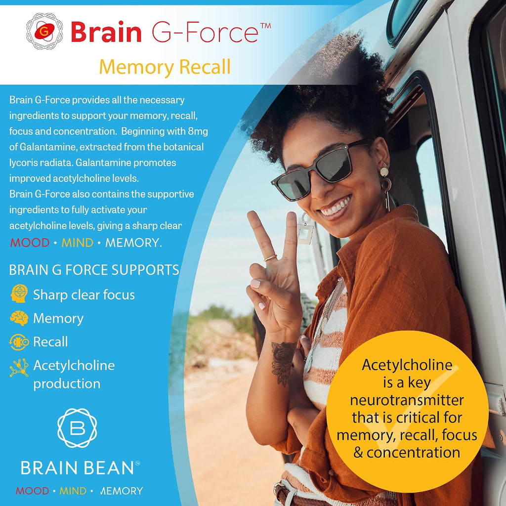 Brain G-Force | Suplemento para la Función Cognitiva | con Galantamina, Ácido R-Lipoico, A-GPC y Benfotiamina | 45 Servicios