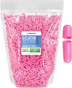 XPRS Nutra Cápsulas Vacías Tamaño 0 - 5000 Unidades Cápsulas de Gelatina Vacías para Rellenar - Gelatina Bovina Pura para Suplementos Caseros (Rosa)