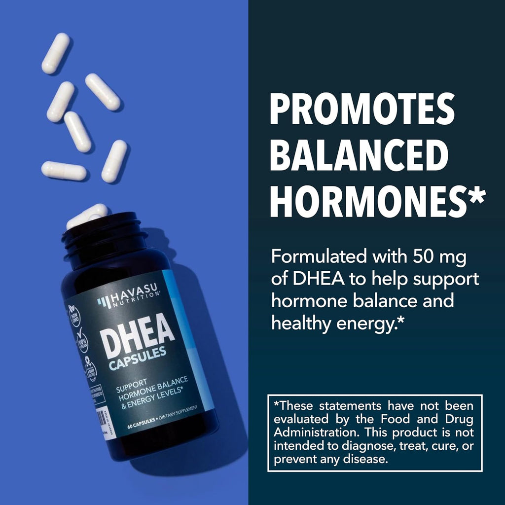 DHEA 50mg - Suplemento de Dehidroepiandrosterona para Hombres y Mujeres - 60 Cápsulas Veganas