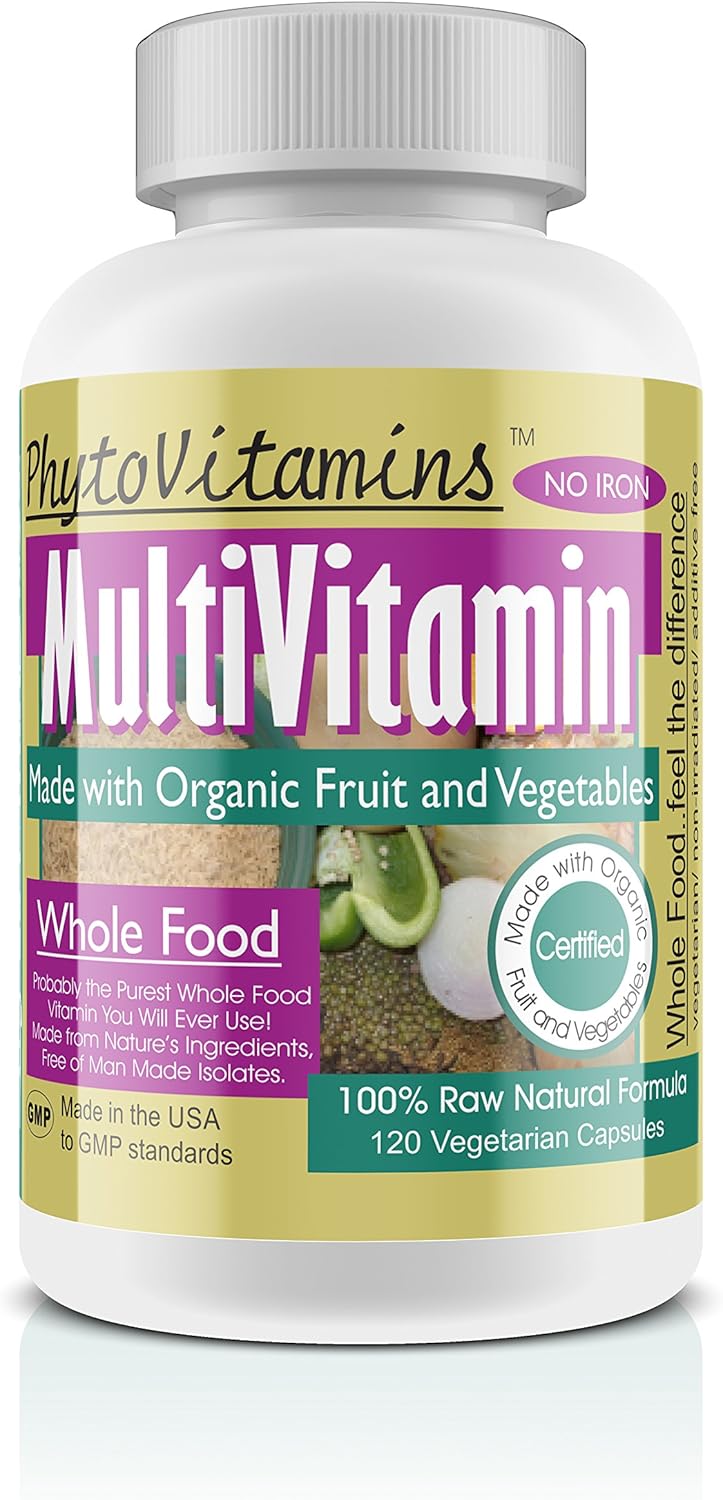 Multivitamínico Orgánico de Alimentos Integrales Sin Hierro - 120 Cápsulas Vegetarianas