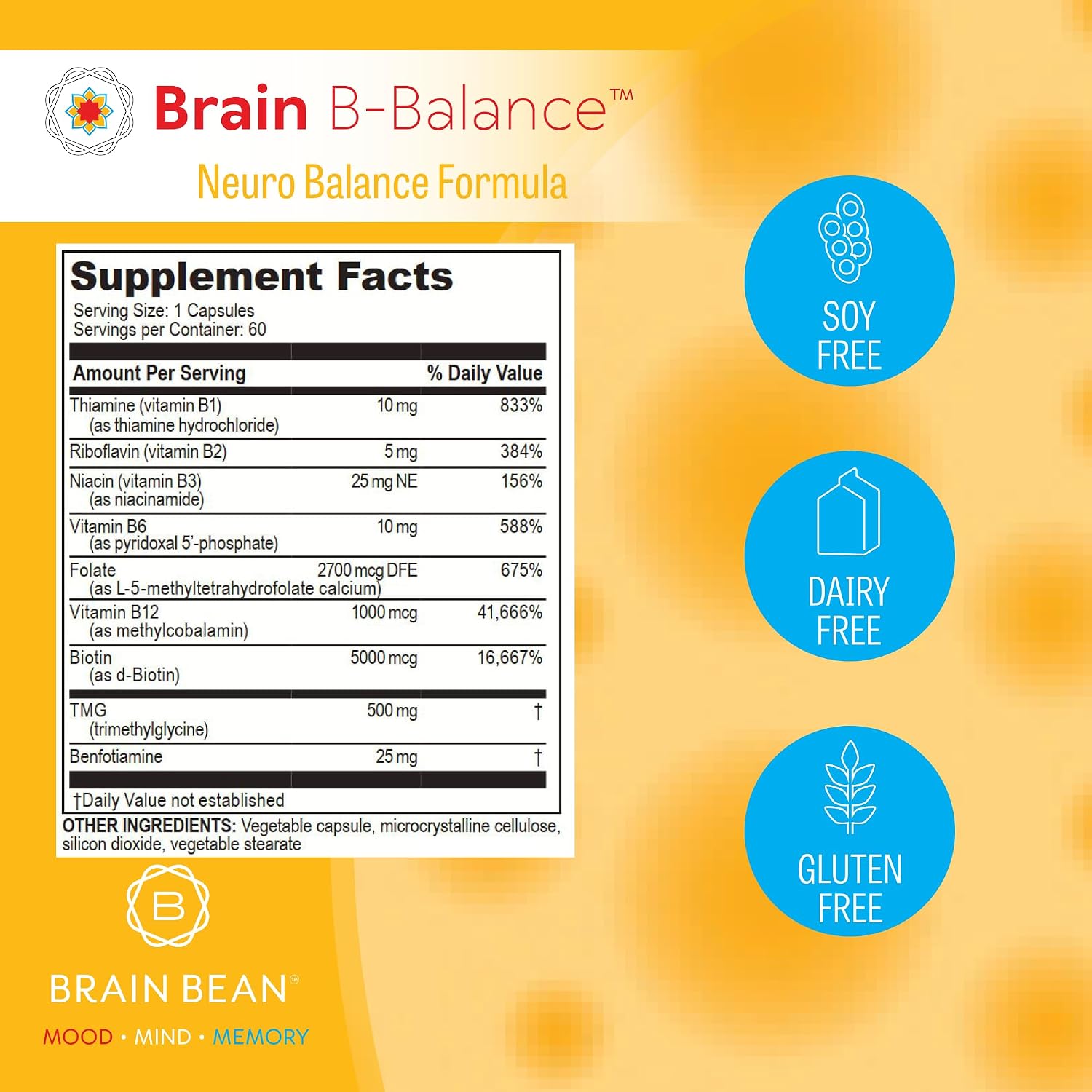Brain B Balance: Complejo B Metilado - Fórmula Neurobalance - 60 Cápsulas Veganas