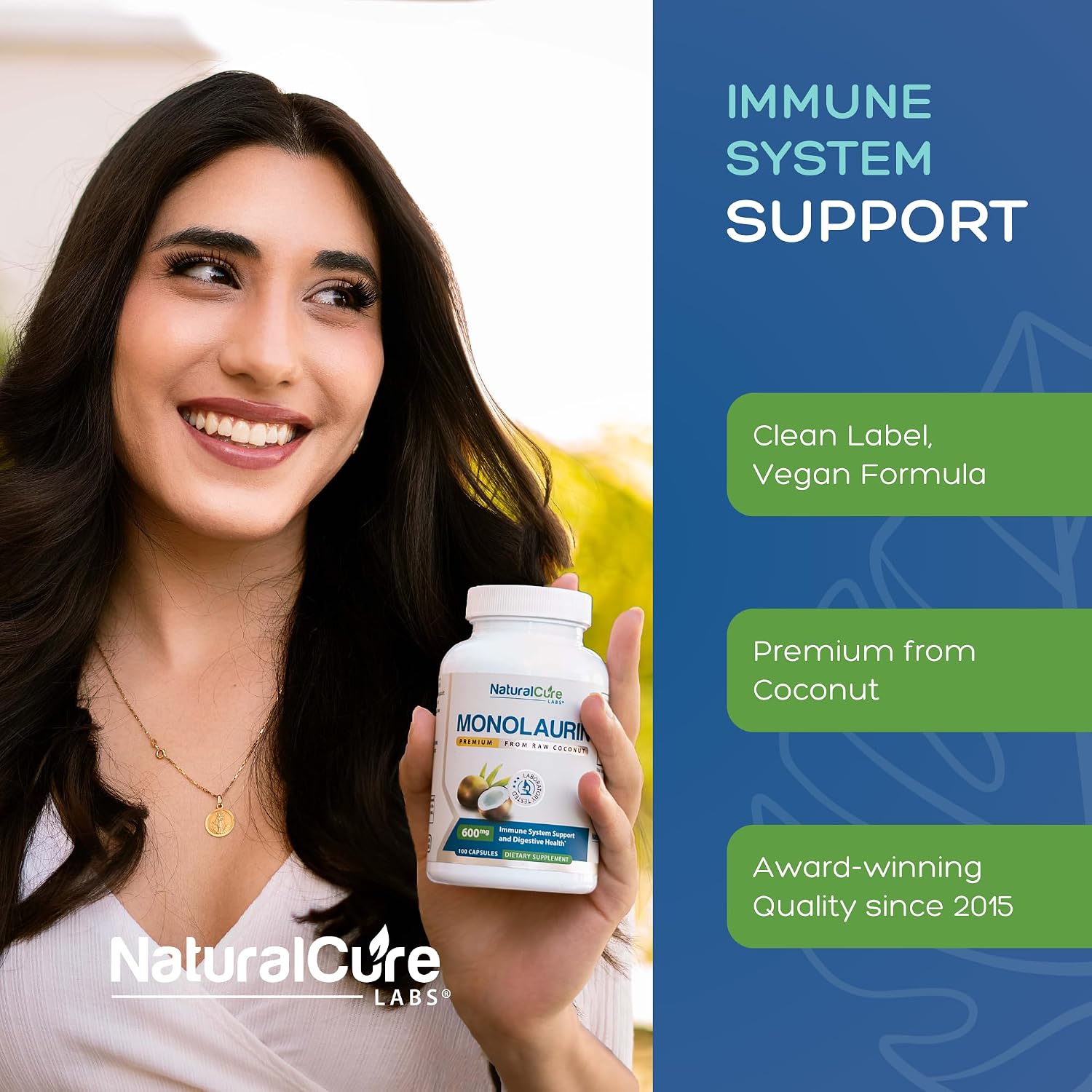 Natural Cure Labs Monolaurina Premium – 600mg, 100 Cápsulas