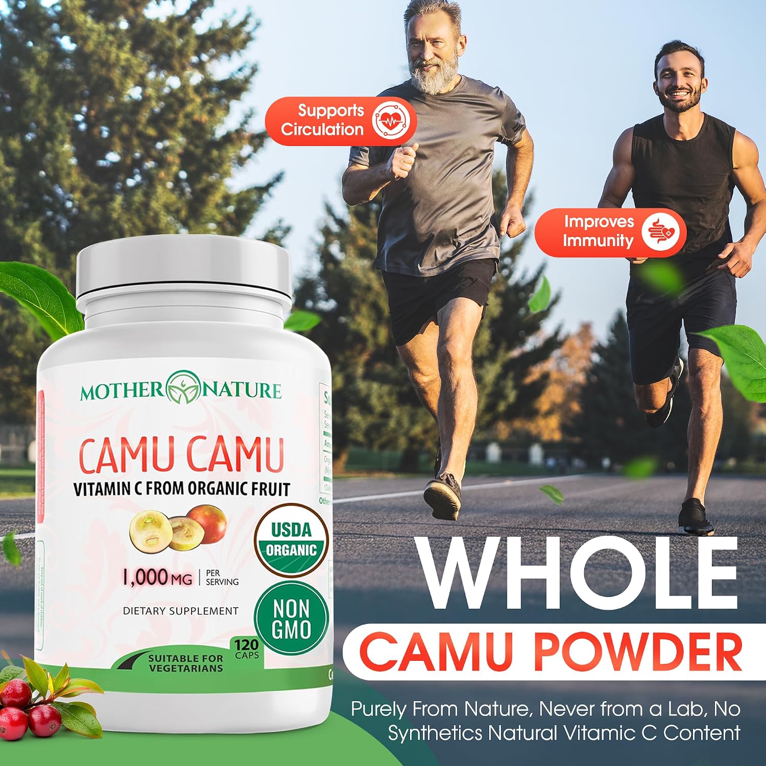 Vitamina C Orgánica de Camu Camu - 1000mg por Ración - 120 Cápsulas