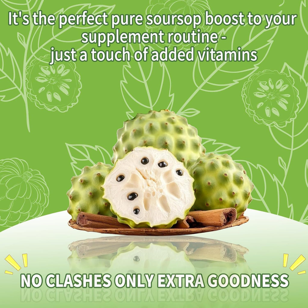 Gominolas de Graviola (Soursop) con Vitamina C y Zinc - 60 Gominolas Sin Azúcar, Veganas y Sin Gluten