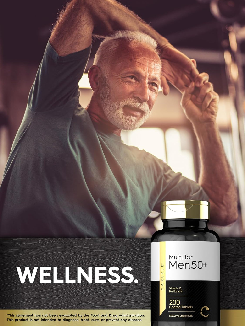 Carlyle Multivitamínico para Hombres 50+ | 200 Comprimidos | con Vitaminas B, Vitamina D, Magnesio y Zinc | Sin Gluten, No-GMO