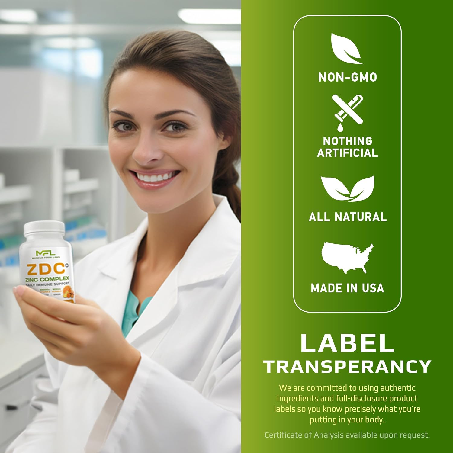 Z D C Plus | Vitamina C 500mg, D3 250 IU, Zinc 25mg | 120 Cápsulas Veganas