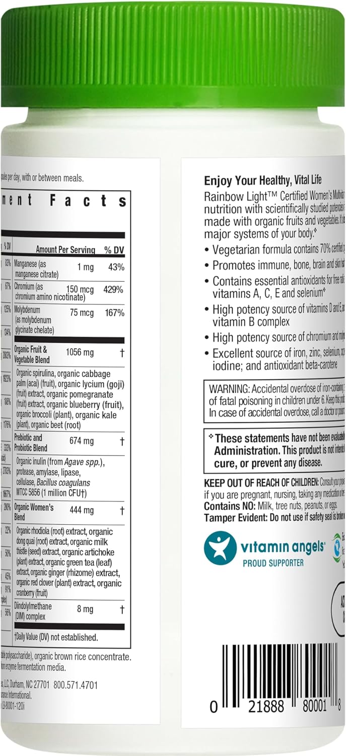 Rainbow Light Multivitamínico Certificado para Mujeres, 120 Cápsulas