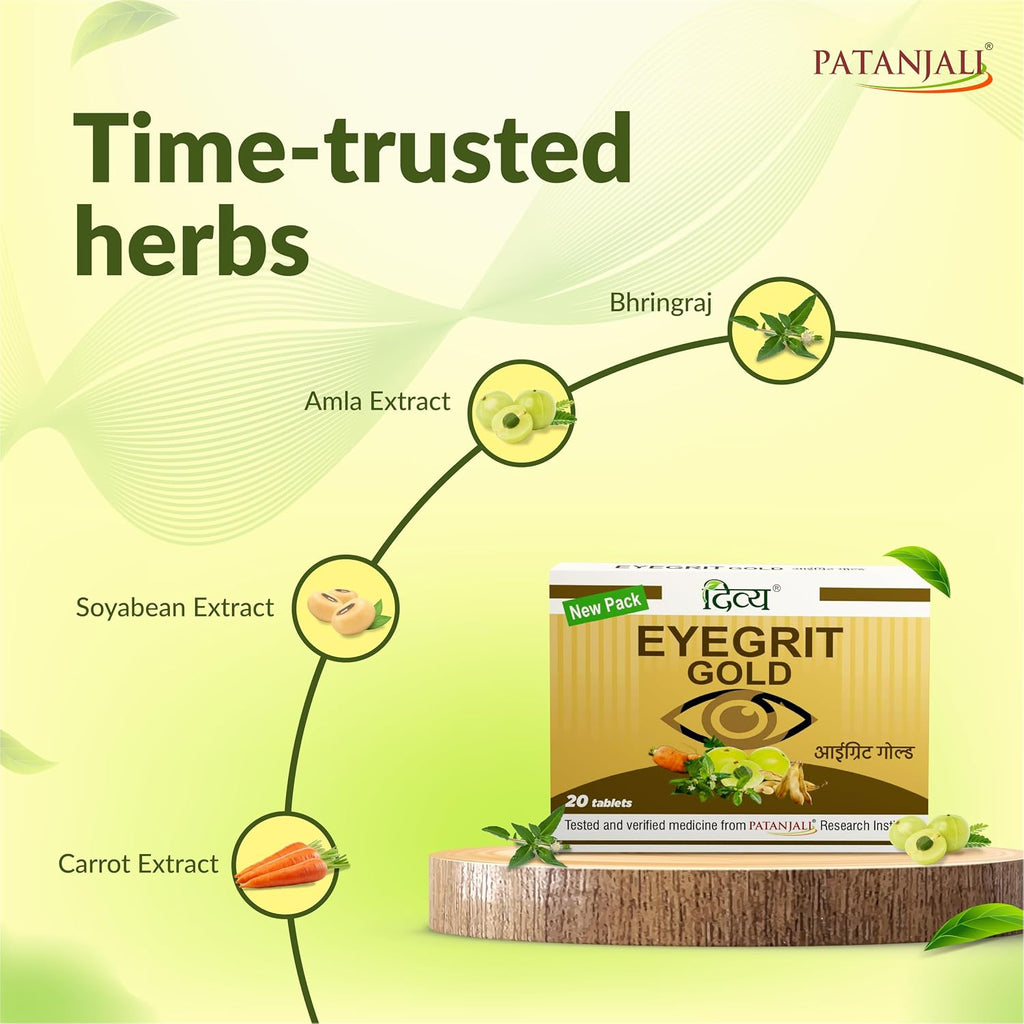 Patanjali Divya Eyegrit Gold 20 Tabletas