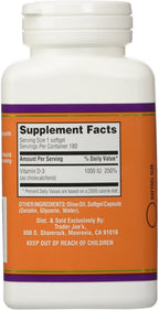 Trader Joe's Vitamina D-3 1000 IU, 180 cápsulas blandas