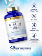 Carlyle Niacina Sin Rubor 500mg (400 mg Niacina + 100 mg Inositol) - 220 Cápsulas