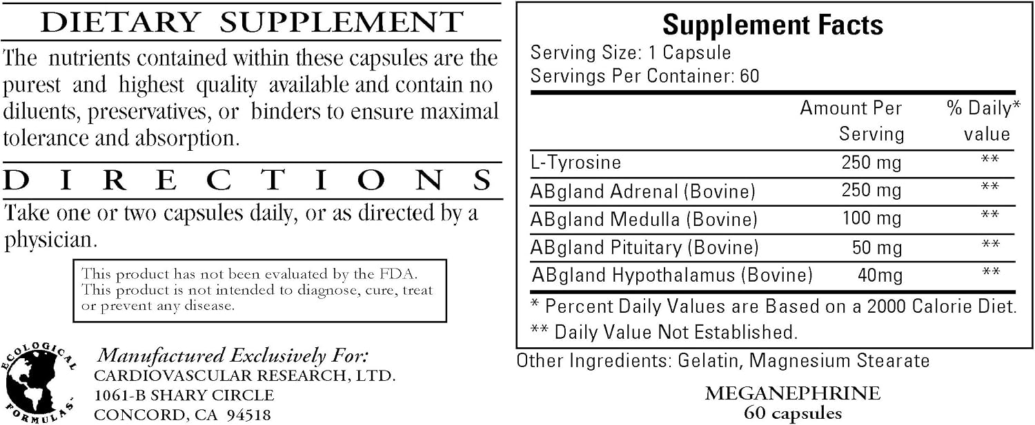 Meganephrine 60 Cápsulas - Paquete de 3 - Ecological Formulas/Cardiovascular Research